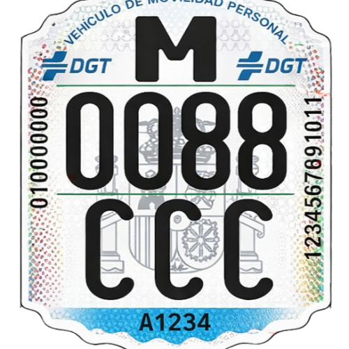 Matrícula identificativa VMP para patinete eléctrico homologada en España