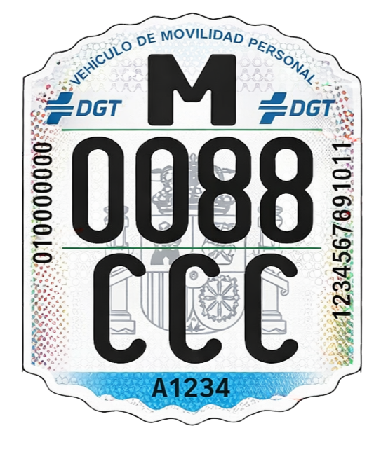 Matrícula identificativa VMP para patinete eléctrico homologada en España