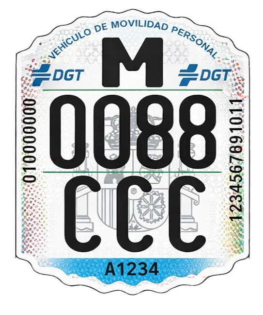 Matrícula para patinete eléctrico VMP Matrícula para patinete eléctrico VMP personalizada