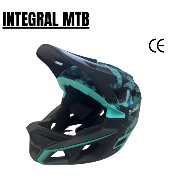 Casco integral MTB talla L — azul y gris