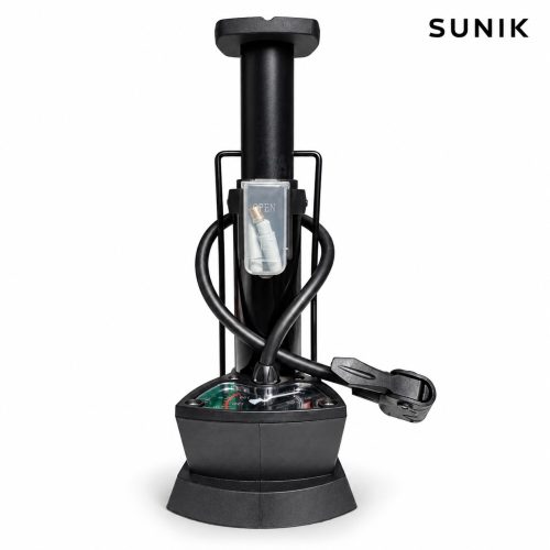 Bomba de pie compacta SUNIK negra con manómetro