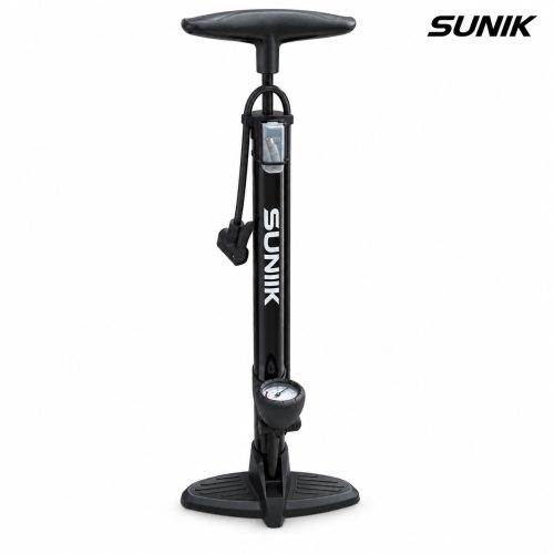 Inflador de pie largo SUNIK con mango en T y manómetro
